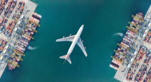 Aerial,Top,View,Of,Container,Ship,Loading,And,Unloading,,Cargo