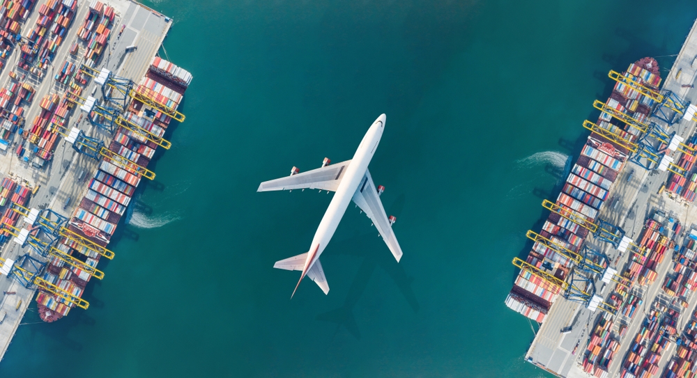 Aerial,Top,View,Of,Container,Ship,Loading,And,Unloading,,Cargo