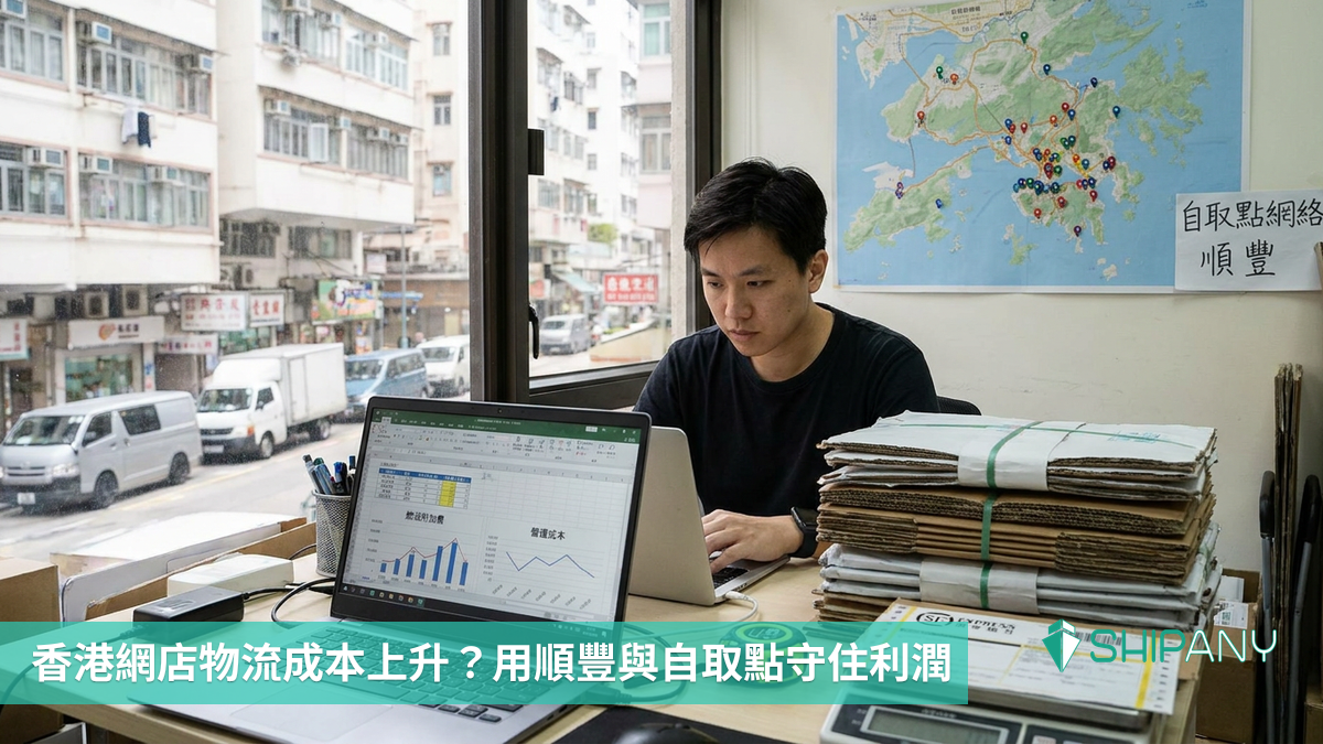 香港網店店主檢查包裹尺寸並安排順豐及本地自取點配送